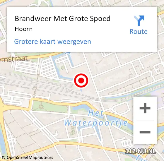 Locatie op kaart van de 112 melding: Brandweer Met Grote Spoed Naar Hoorn op 9 juli 2024 13:52