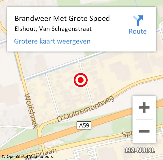 Locatie op kaart van de 112 melding: Brandweer Met Grote Spoed Naar Elshout, Van Schagenstraat op 9 juli 2024 14:17