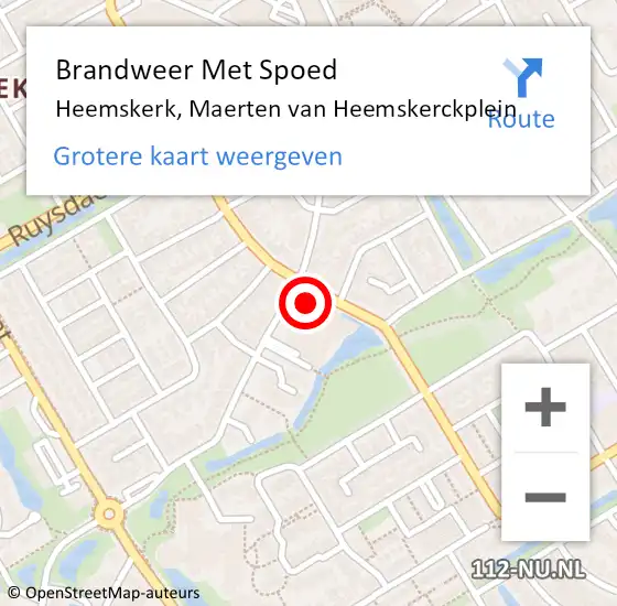 Locatie op kaart van de 112 melding: Brandweer Met Spoed Naar Heemskerk, Maerten van Heemskerckplein op 9 juli 2024 14:24