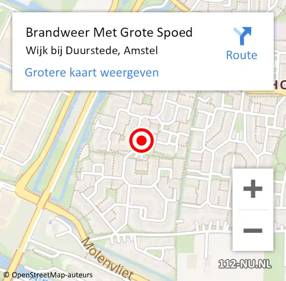 Locatie op kaart van de 112 melding: Brandweer Met Grote Spoed Naar Wijk bij Duurstede, Amstel op 9 juli 2024 14:36