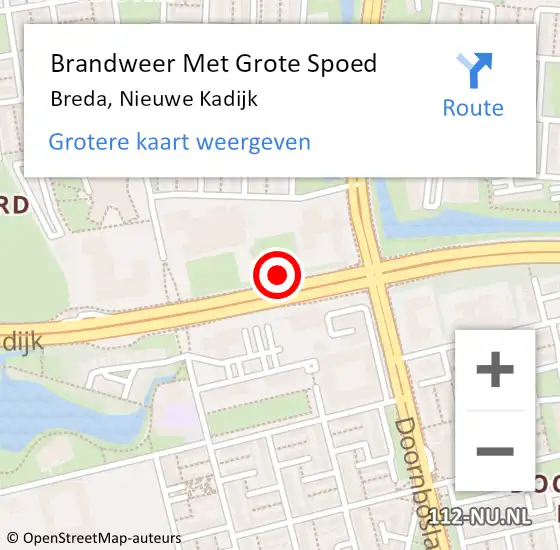 Locatie op kaart van de 112 melding: Brandweer Met Grote Spoed Naar Breda, Nieuwe Kadijk op 9 juli 2024 14:39