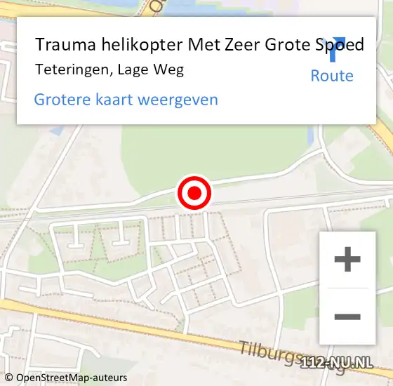 Locatie op kaart van de 112 melding: Trauma helikopter Met Zeer Grote Spoed Naar Teteringen, Lage Weg op 9 juli 2024 14:41