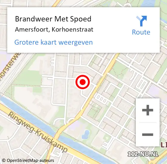 Locatie op kaart van de 112 melding: Brandweer Met Spoed Naar Amersfoort, Korhoenstraat op 9 juli 2024 14:50