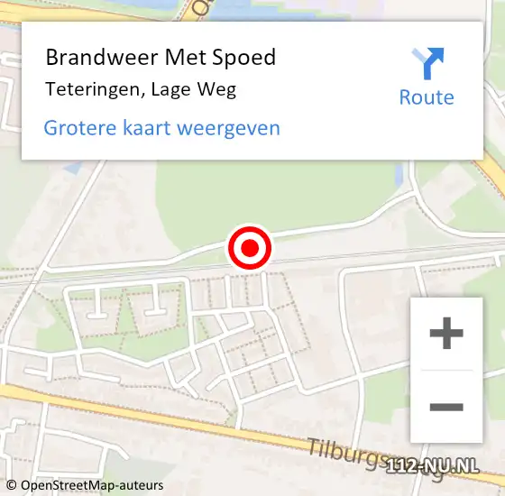 Locatie op kaart van de 112 melding: Brandweer Met Spoed Naar Teteringen, Lage Weg op 9 juli 2024 14:51