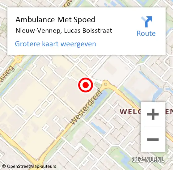 Locatie op kaart van de 112 melding: Ambulance Met Spoed Naar Nieuw-Vennep, Lucas Bolsstraat op 9 juli 2024 14:59