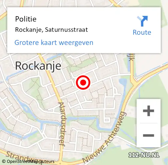 Locatie op kaart van de 112 melding: Politie Rockanje, Saturnusstraat op 9 juli 2024 15:03