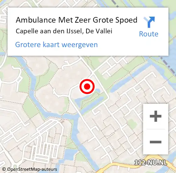 Locatie op kaart van de 112 melding: Ambulance Met Zeer Grote Spoed Naar Capelle aan den IJssel, De Vallei op 9 juli 2024 15:03