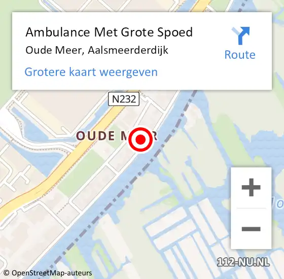 Locatie op kaart van de 112 melding: Ambulance Met Grote Spoed Naar Oude Meer, Aalsmeerderdijk op 9 juli 2024 15:07