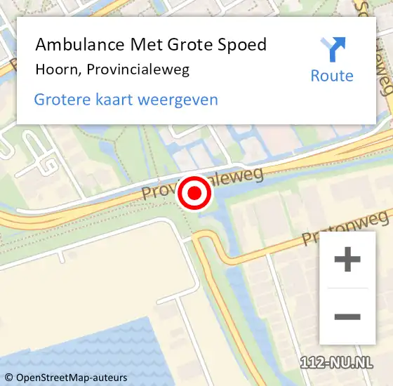 Locatie op kaart van de 112 melding: Ambulance Met Grote Spoed Naar Hoorn, Provincialeweg op 9 juli 2024 15:10