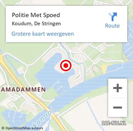 Locatie op kaart van de 112 melding: Politie Met Spoed Naar Koudum, De Stringen op 9 juli 2024 15:19