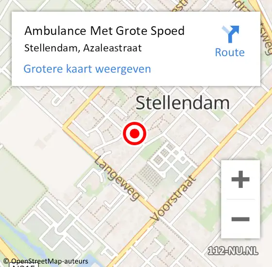 Locatie op kaart van de 112 melding: Ambulance Met Grote Spoed Naar Stellendam, Azaleastraat op 9 juli 2024 15:22