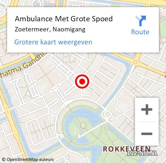 Locatie op kaart van de 112 melding: Ambulance Met Grote Spoed Naar Zoetermeer, Naomigang op 9 juli 2024 15:22