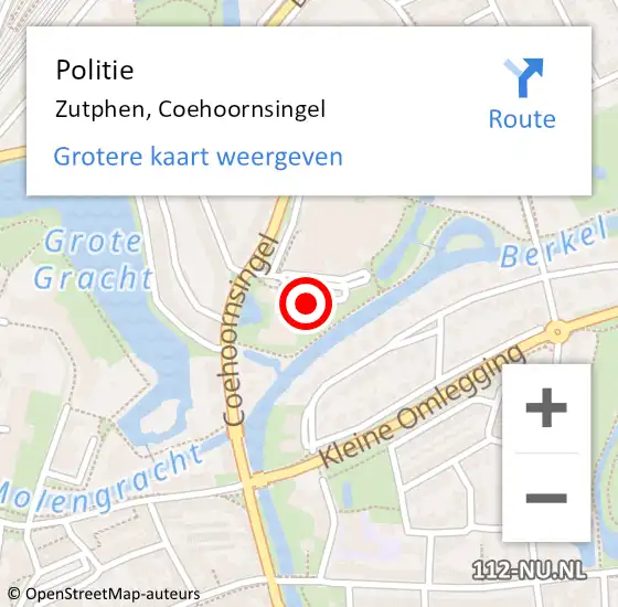 Locatie op kaart van de 112 melding: Politie Zutphen, Coehoornsingel op 9 juli 2024 15:29