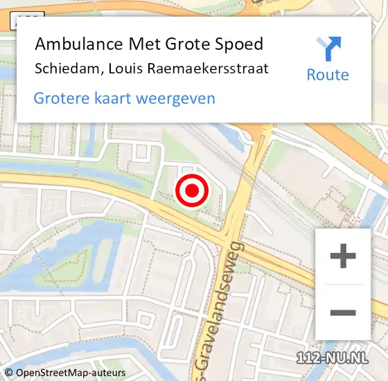 Locatie op kaart van de 112 melding: Ambulance Met Grote Spoed Naar Schiedam, Louis Raemaekersstraat op 9 juli 2024 15:40