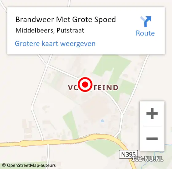 Locatie op kaart van de 112 melding: Brandweer Met Grote Spoed Naar Middelbeers, Putstraat op 9 juli 2024 15:46