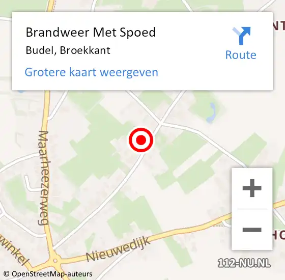 Locatie op kaart van de 112 melding: Brandweer Met Spoed Naar Budel, Broekkant op 9 juli 2024 15:48