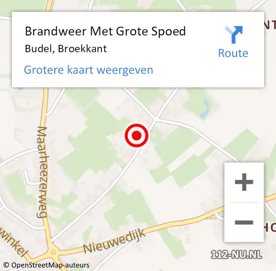 Locatie op kaart van de 112 melding: Brandweer Met Grote Spoed Naar Budel, Broekkant op 9 juli 2024 15:49