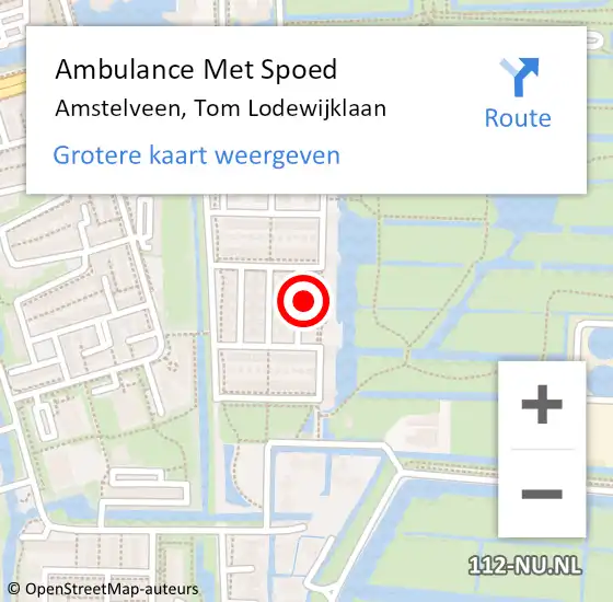 Locatie op kaart van de 112 melding: Ambulance Met Spoed Naar Amstelveen, Tom Lodewijklaan op 9 juli 2024 15:50