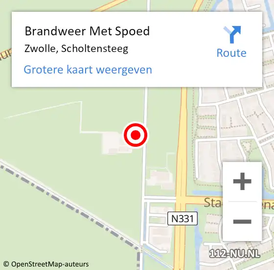 Locatie op kaart van de 112 melding: Brandweer Met Spoed Naar Zwolle, Scholtensteeg op 9 juli 2024 15:58