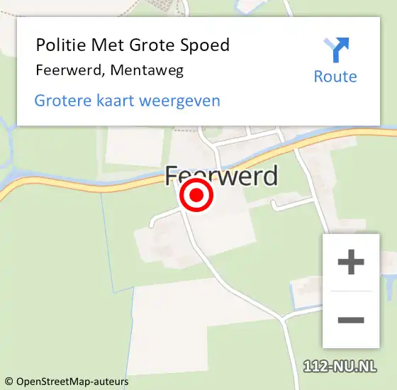 Locatie op kaart van de 112 melding: Politie Met Grote Spoed Naar Feerwerd, Mentaweg op 9 juli 2024 16:05