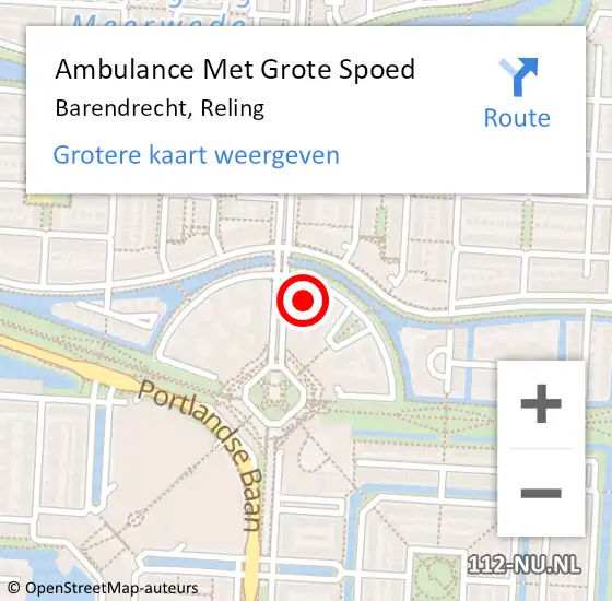 Locatie op kaart van de 112 melding: Ambulance Met Grote Spoed Naar Barendrecht, Reling op 9 juli 2024 16:13