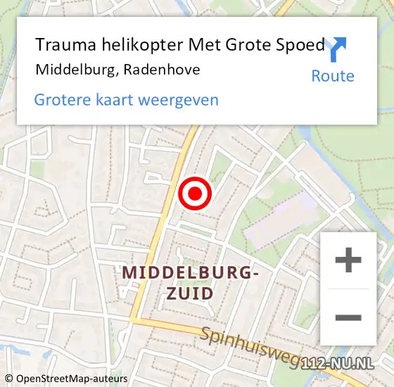 Locatie op kaart van de 112 melding: Trauma helikopter Met Grote Spoed Naar Middelburg, Radenhove op 9 juli 2024 16:19