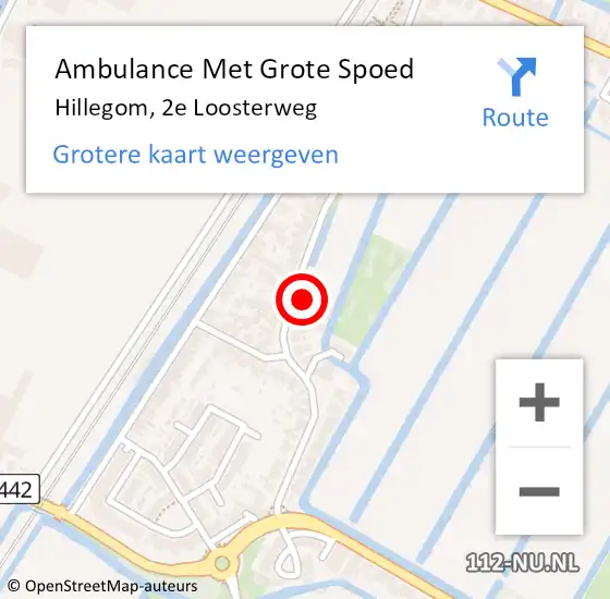 Locatie op kaart van de 112 melding: Ambulance Met Grote Spoed Naar Hillegom, 2e Loosterweg op 9 juli 2024 16:20