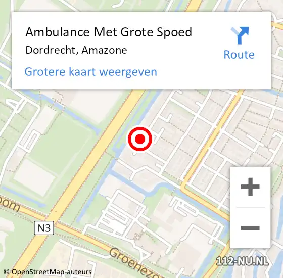 Locatie op kaart van de 112 melding: Ambulance Met Grote Spoed Naar Dordrecht, Amazone op 9 juli 2024 16:20