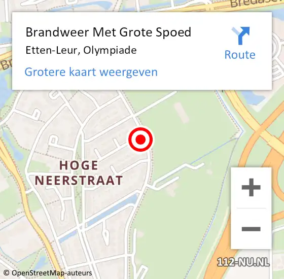 Locatie op kaart van de 112 melding: Brandweer Met Grote Spoed Naar Etten-Leur, Olympiade op 9 juli 2024 16:27