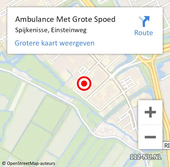 Locatie op kaart van de 112 melding: Ambulance Met Grote Spoed Naar Spijkenisse, Einsteinweg op 9 juli 2024 16:30