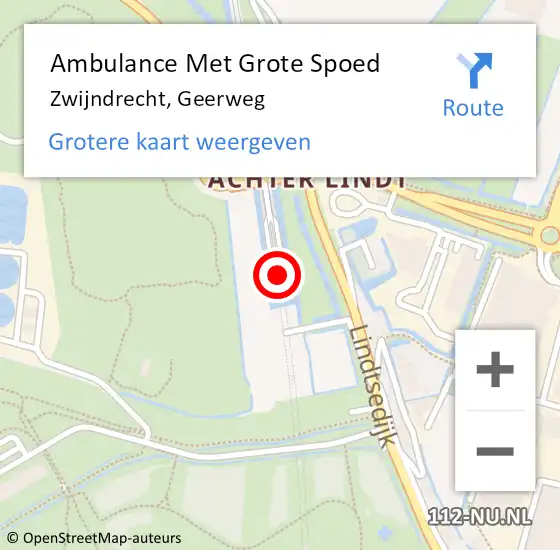 Locatie op kaart van de 112 melding: Ambulance Met Grote Spoed Naar Zwijndrecht, Geerweg op 9 juli 2024 16:36