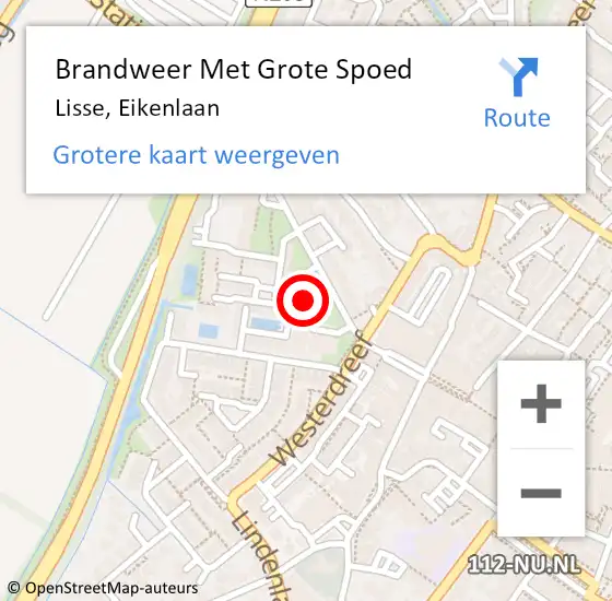 Locatie op kaart van de 112 melding: Brandweer Met Grote Spoed Naar Lisse, Eikenlaan op 9 juli 2024 17:05