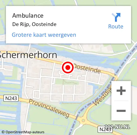 Locatie op kaart van de 112 melding: Ambulance De Rijp, Oosteinde op 9 juli 2024 17:05