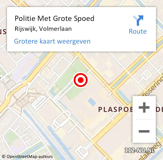 Locatie op kaart van de 112 melding: Politie Met Grote Spoed Naar Rijswijk, Volmerlaan op 9 juli 2024 17:08