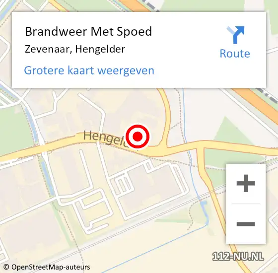 Locatie op kaart van de 112 melding: Brandweer Met Spoed Naar Zevenaar, Hengelder op 9 juli 2024 17:15