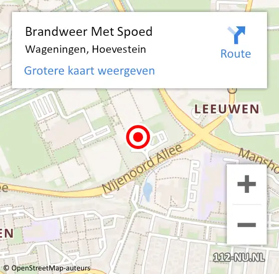 Locatie op kaart van de 112 melding: Brandweer Met Spoed Naar Wageningen, Hoevestein op 9 juli 2024 17:24