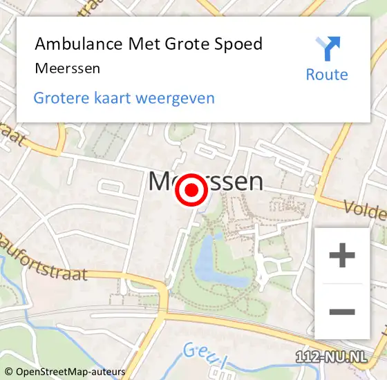 Locatie op kaart van de 112 melding: Ambulance Met Grote Spoed Naar Meerssen op 12 oktober 2014 14:10