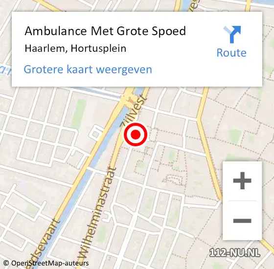 Locatie op kaart van de 112 melding: Ambulance Met Grote Spoed Naar Haarlem, Hortusplein op 9 juli 2024 17:30