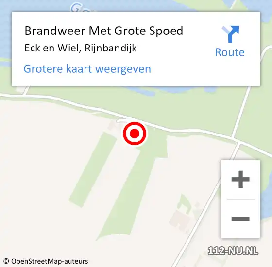 Locatie op kaart van de 112 melding: Brandweer Met Grote Spoed Naar Eck en Wiel, Rijnbandijk op 9 juli 2024 17:36