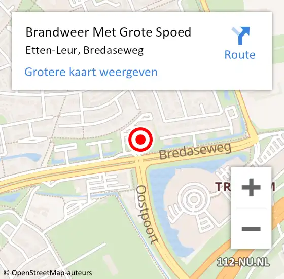 Locatie op kaart van de 112 melding: Brandweer Met Grote Spoed Naar Etten-Leur, Bredaseweg op 9 juli 2024 17:36