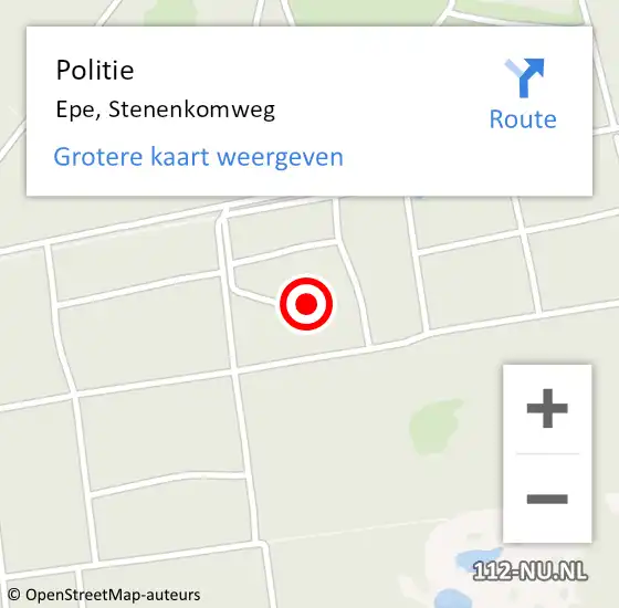 Locatie op kaart van de 112 melding: Politie Epe, Stenenkomweg op 9 juli 2024 17:41