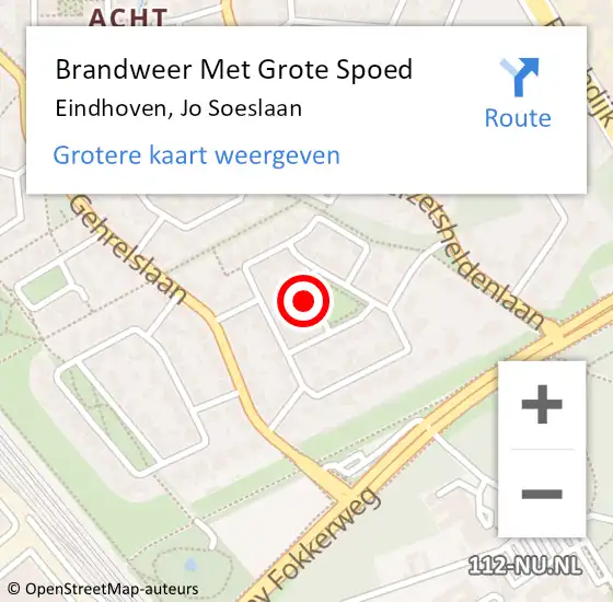 Locatie op kaart van de 112 melding: Brandweer Met Grote Spoed Naar Eindhoven, Jo Soeslaan op 9 juli 2024 17:46