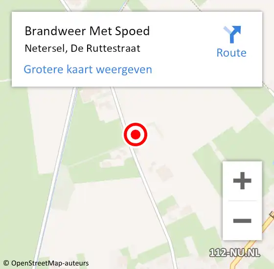 Locatie op kaart van de 112 melding: Brandweer Met Spoed Naar Netersel, De Ruttestraat op 9 juli 2024 17:53