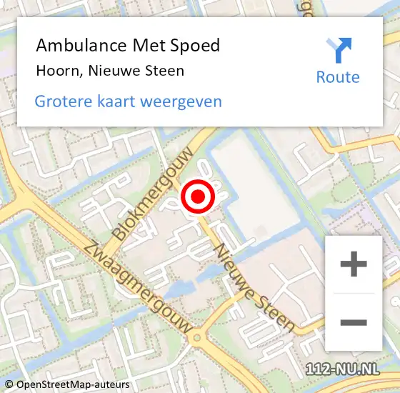 Locatie op kaart van de 112 melding: Ambulance Met Spoed Naar Hoorn, Nieuwe Steen op 9 juli 2024 18:00