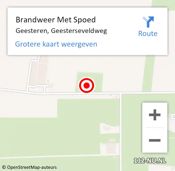 Locatie op kaart van de 112 melding: Brandweer Met Spoed Naar Geesteren, Geesterseveldweg op 9 juli 2024 18:06