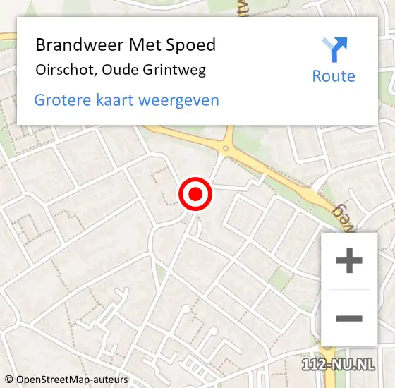 Locatie op kaart van de 112 melding: Brandweer Met Spoed Naar Oirschot, Oude Grintweg op 9 juli 2024 18:10