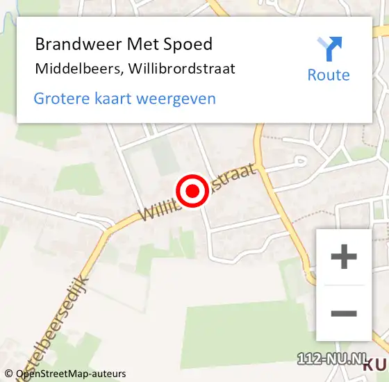 Locatie op kaart van de 112 melding: Brandweer Met Spoed Naar Middelbeers, Willibrordstraat op 9 juli 2024 18:18