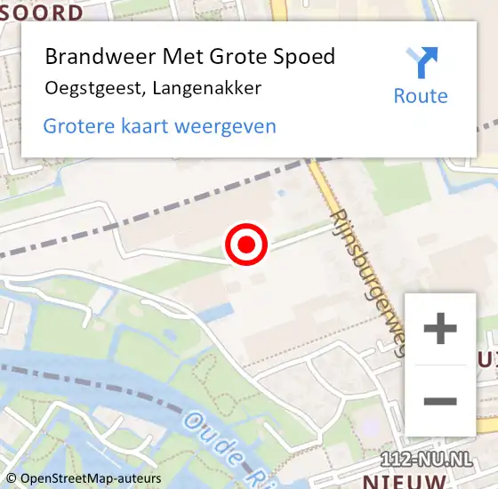 Locatie op kaart van de 112 melding: Brandweer Met Grote Spoed Naar Oegstgeest, Langenakker op 9 juli 2024 18:22