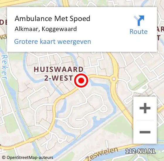 Locatie op kaart van de 112 melding: Ambulance Met Spoed Naar Alkmaar, Koggewaard op 9 juli 2024 18:24