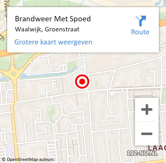 Locatie op kaart van de 112 melding: Brandweer Met Spoed Naar Waalwijk, Groenstraat op 9 juli 2024 18:28